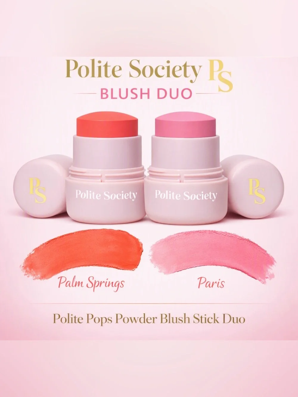 NEW✅ Polite Society • Polite Pops Powder Blush Stick Duo • Palm Springs + Paris